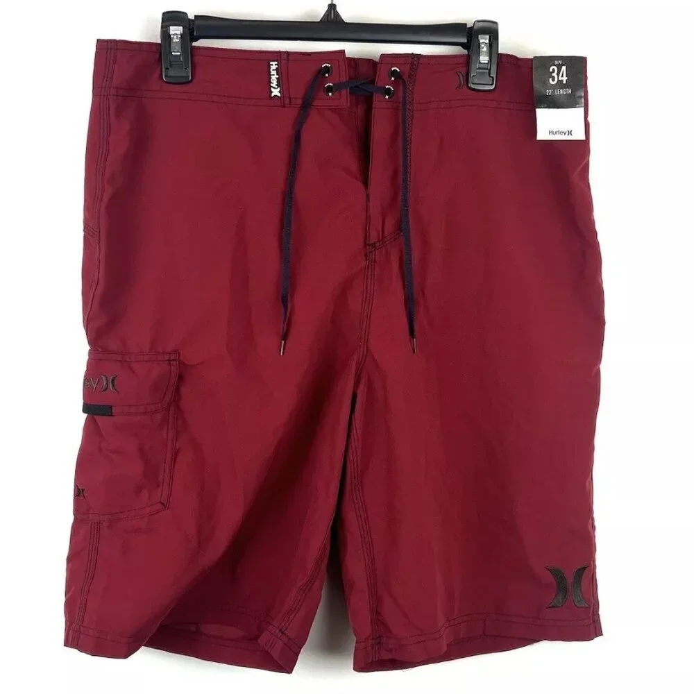 Hurley Men’s Red Drawstring Boardshorts Size 34